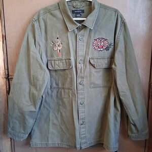 Urban Outfitters Olive Tiger Field Jacket/work shirt. Size XL EUC Military style
